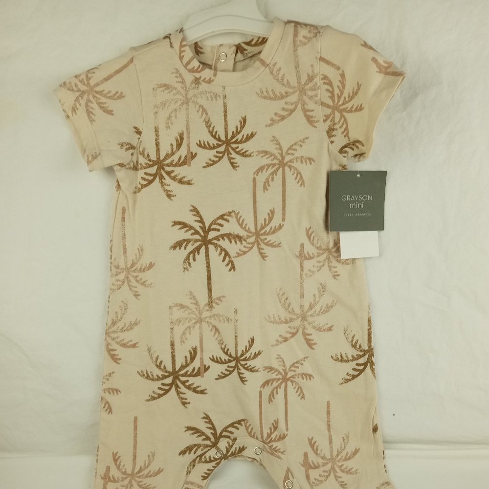 New Baby Grayson Mini Unisex Tropical Palm Trees Jumpsuit Romper Short Sleeve